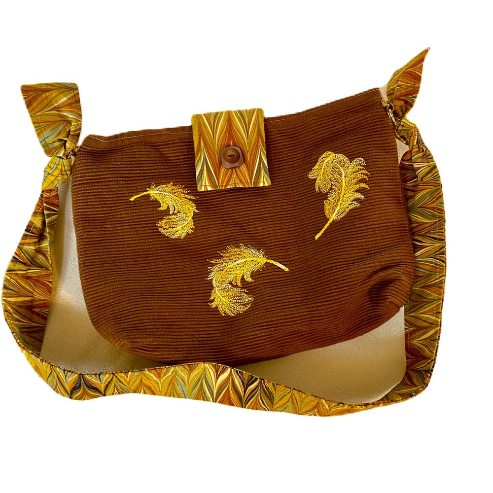 3/$19! ARTISAN Shoulder Tote Bag/Purse ~ Embroidered Feathers ~ So Sweet!